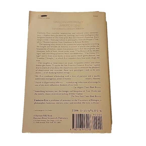Travels in Hyperreality : Essays by Umberto Eco Paperback - Picture 2 of 6